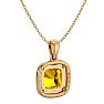 2 1/4 Carat Cushion Cut Citrine and Halo Diamond Necklace In 14 Karat Yellow Gold, 18 Inches Image-4