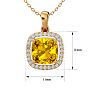 2 1/4 Carat Cushion Cut Citrine and Halo Diamond Necklace In 14 Karat Yellow Gold, 18 Inches Image-5