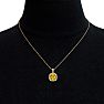 2 1/4 Carat Cushion Cut Citrine and Halo Diamond Necklace In 14 Karat Yellow Gold, 18 Inches Image-6
