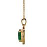 2-1/4 Carat Cushion Shape Emerald Necklaces With Diamond Halo In 14 Karat Yellow Gold, 18 Inch Chain Image-3