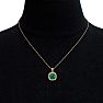 2-1/4 Carat Cushion Shape Emerald Necklaces With Diamond Halo In 14 Karat Yellow Gold, 18 Inch Chain Image-6