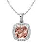 3-1/4 Carat Cushion Shape Morganite With Diamond Halo In 14 Karat White Gold With 18 Inch Chain Image-1