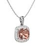 3-1/4 Carat Cushion Shape Morganite With Diamond Halo In 14 Karat White Gold With 18 Inch Chain Image-2