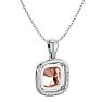 3-1/4 Carat Cushion Shape Morganite With Diamond Halo In 14 Karat White Gold With 18 Inch Chain Image-4