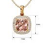 3-1/4 Carat Cushion Shape Morganite With Diamond Halo In 14 Karat Yellow Gold With 18 Inch Chain Image-5