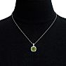2 3/4 Carat Cushion Cut Peridot and Halo Diamond Necklace In 14 Karat White Gold, 18 Inches Image-6