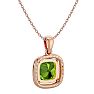 2 3/4 Carat Cushion Cut Peridot and Halo Diamond Necklace In 14 Karat Rose Gold, 18 Inches Image-4