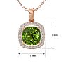 2 3/4 Carat Cushion Cut Peridot and Halo Diamond Necklace In 14 Karat Rose Gold, 18 Inches Image-5