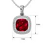 3 1/4 Carat Cushion Cut Ruby and Halo Diamond Necklace In 14 Karat White Gold, 18 Inches Image-5