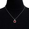 3 1/4 Carat Cushion Cut Ruby and Halo Diamond Necklace In 14 Karat White Gold, 18 Inches Image-6