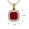 3 1/4 Carat Cushion Cut Ruby and Halo Diamond Necklace In 14 Karat Yellow Gold, 18 Inches Image-5