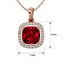 3 1/4 Carat Cushion Cut Ruby and Halo Diamond Necklace In 14 Karat Rose Gold, 18 Inches Image-5