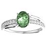 1 1/4 Carat Oval Shape Green Amethyst and Diamond Ring In 14 Karat White Gold Image-1