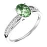 1 1/4 Carat Oval Shape Green Amethyst and Diamond Ring In 14 Karat White Gold Image-2