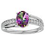 1-1/4 Carat Oval Shape Mystic Topaz Ring With Diamonds In 14 Karat White Gold Image-1