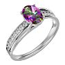 1-1/4 Carat Oval Shape Mystic Topaz Ring With Diamonds In 14 Karat White Gold Image-2