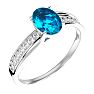 1 3/4 Carat Oval Shape Blue Topaz and Diamond Ring In 14 Karat White Gold Image-2