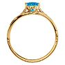 1 3/4 Carat Oval Shape Blue Topaz and Diamond Ring In 14 Karat Yellow Gold Image-3