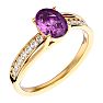 1 3/4 Carat Oval Shape Pink Topaz and Diamond Ring In 14 Karat Yellow Gold Image-2