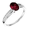 Garnet Ring: Garnet Jewelry: 1 3/4 Carat Oval Shape Garnet and Diamond Ring In 14 Karat White Gold Image-2