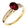 Garnet Ring: Garnet Jewelry: 1 3/4 Carat Oval Shape Garnet and Diamond Ring In 14 Karat Yellow Gold Image-2
