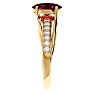Garnet Ring: Garnet Jewelry: 1 3/4 Carat Oval Shape Garnet and Diamond Ring In 14 Karat Yellow Gold Image-4