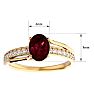 Garnet Ring: Garnet Jewelry: 1 3/4 Carat Oval Shape Garnet and Diamond Ring In 14 Karat Yellow Gold Image-5