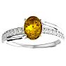 1 1/4 Carat Oval Shape Citrine and Diamond Ring In 14 Karat White Gold Image-1