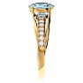 Aquamarine Ring: Aquamarine Jewelry: 1 1/3 Carat Oval Shape Aquamarine and Diamond Ring In 14 Karat Yellow Gold Image-4