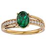 1 1/3 Carat Oval Shape Emerald and Diamond Ring In 14 Karat Yellow Gold Image-1