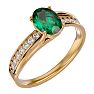 1 1/3 Carat Oval Shape Emerald and Diamond Ring In 14 Karat Yellow Gold Image-2
