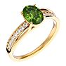 1 1/2 Carat Oval Shape Peridot and Diamond Ring In 14 Karat Yellow Gold Image-2
