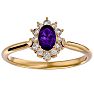 2/3 Carat Oval Shape Amethyst and Halo Diamond Ring In 14 Karat Yellow Gold Image-1