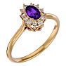2/3 Carat Oval Shape Amethyst and Halo Diamond Ring In 14 Karat Yellow Gold Image-2