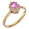 2/3 Carat Oval Shape Pink Topaz and Halo Diamond Ring In 14 Karat Yellow Gold Image-2