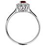 Garnet Ring: Garnet Jewelry: 2/3 Carat Oval Shape Garnet and Halo Diamond Ring In 14 Karat White Gold Image-3