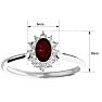 Garnet Ring: Garnet Jewelry: 2/3 Carat Oval Shape Garnet and Halo Diamond Ring In 14 Karat White Gold Image-5