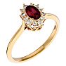 Garnet Ring: Garnet Jewelry: 2/3 Carat Oval Shape Garnet and Halo Diamond Ring In 14 Karat Yellow Gold Image-2