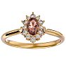 2/3 Carat Oval Shape Morganite and Halo Diamond Ring In 14 Karat Yellow Gold Image-1
