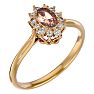 2/3 Carat Oval Shape Morganite and Halo Diamond Ring In 14 Karat Yellow Gold Image-2