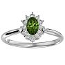 2/3 Carat Oval Shape Peridot and Halo Diamond Ring In 14 Karat White Gold Image-1