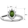 2/3 Carat Oval Shape Peridot and Halo Diamond Ring In 14 Karat White Gold Image-5