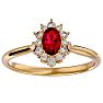 2/3 Carat Oval Shape Ruby and Halo Diamond Ring In 14 Karat Yellow Gold Image-1