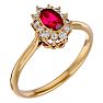 2/3 Carat Oval Shape Ruby and Halo Diamond Ring In 14 Karat Yellow Gold Image-2