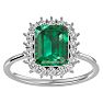 2 1/2 Carat Emerald and Halo Diamond Ring In 14K White Gold Image-1