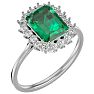 2 1/2 Carat Emerald and Halo Diamond Ring In 14K White Gold Image-2