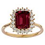 Garnet Ring: Garnet Jewelry: 3 Carat Garnet and Halo Diamond Ring In 14K Yellow Gold Image-1