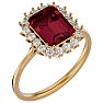 Garnet Ring: Garnet Jewelry: 3 Carat Garnet and Halo Diamond Ring In 14K Yellow Gold Image-2