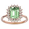 2 1/3 Carat Green Amethyst and Halo Diamond Ring In 14K Rose Gold Image-1