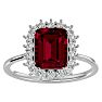 3 1/5 Carat Ruby and Halo Diamond Ring In 14K White Gold Image-1